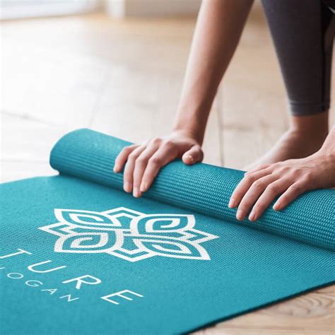 yoga mat with logo print.